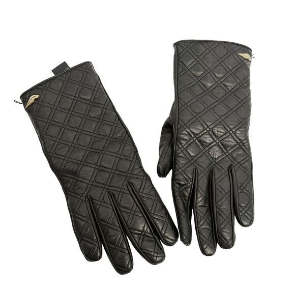 Diane von Furstenberg Women's Leather Gloves - Black‎ Elegant Winter Accessories - Picture 1 of 12